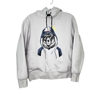 Bear Surfboards Gray Putty Heavyweight Pullover Hoodie Sweatshirt YXL